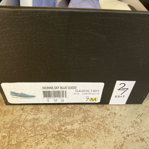 New 27 Edit Sky Blue Suede Loafers 7M New‎ with Box - Picture 6 of 8